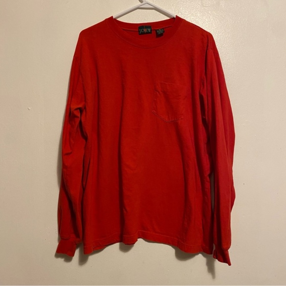 J Crew Shirt Mens Size XL Red LongSleeve Pullover